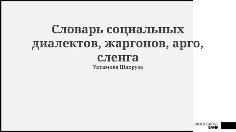 Словарь социальных диалектов, жаргонов, арго, сленга