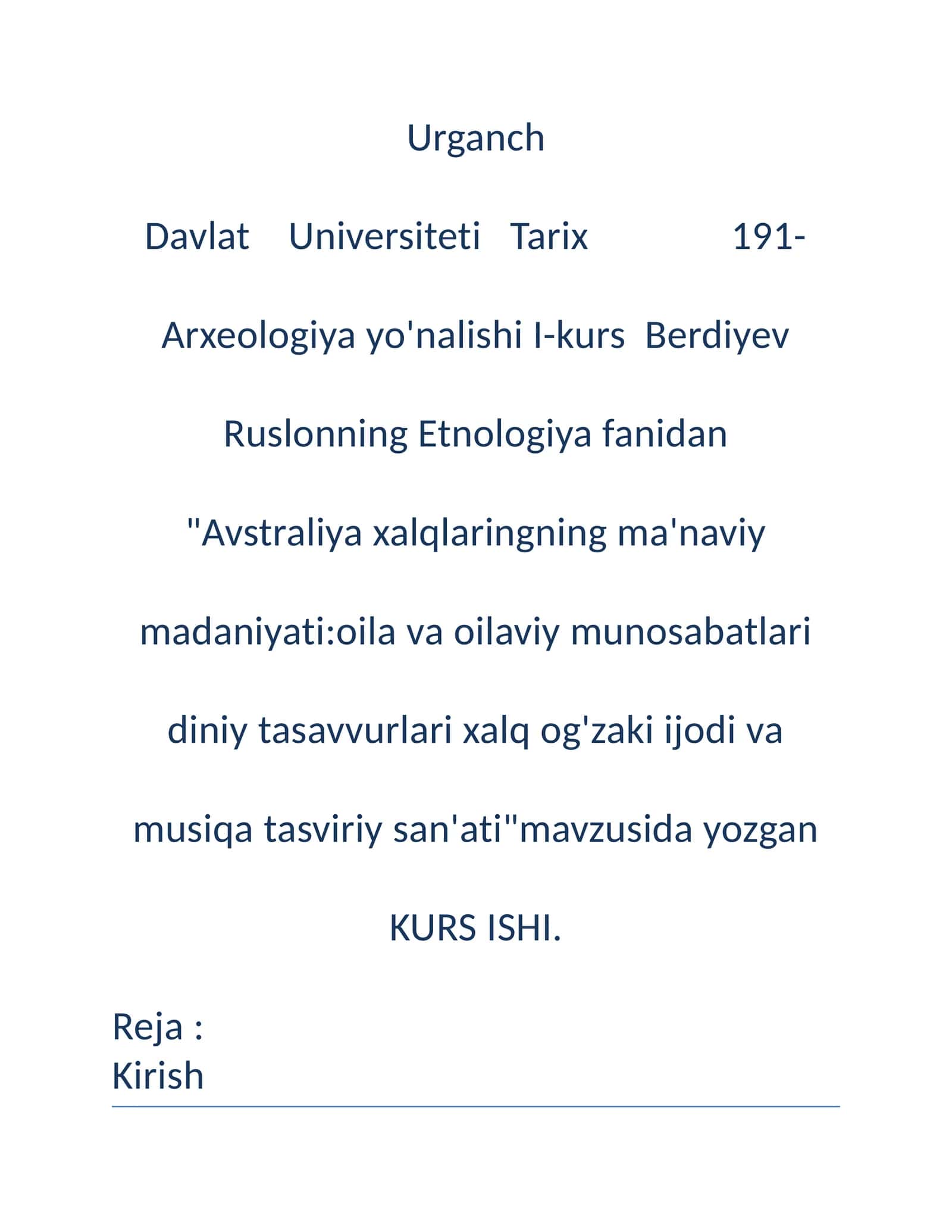 Avstraliya xalqlaringning ma'naviy madaniyati