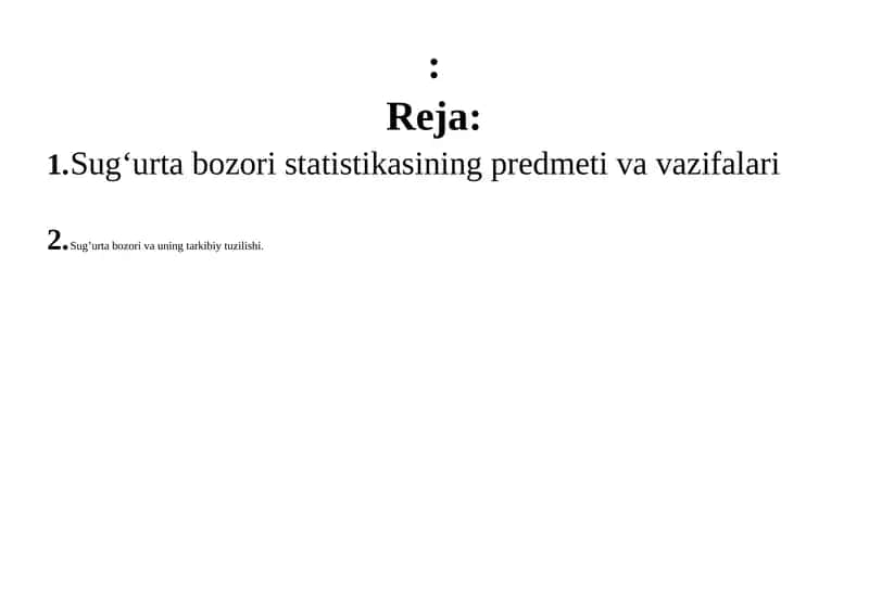Sug'urta bozori statistikasi