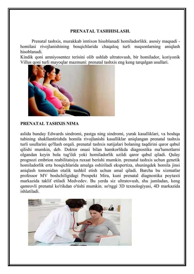 PRENATAL TASHHISLASH