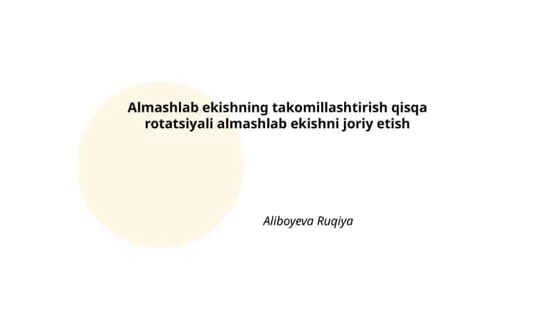 Almashlab ekishning takomillashtirish