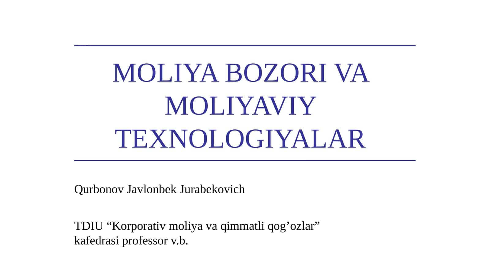 Moliya bozorini tartibga solish