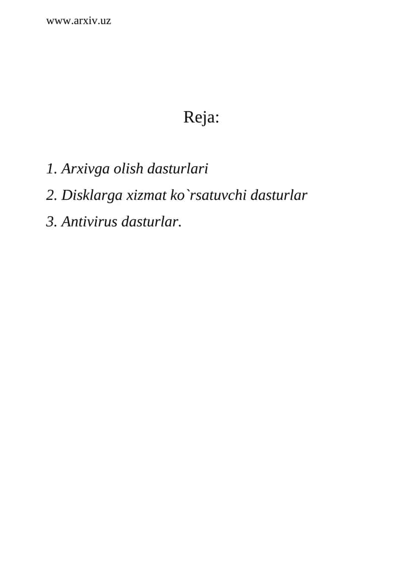 Arxivga olish dasturlari