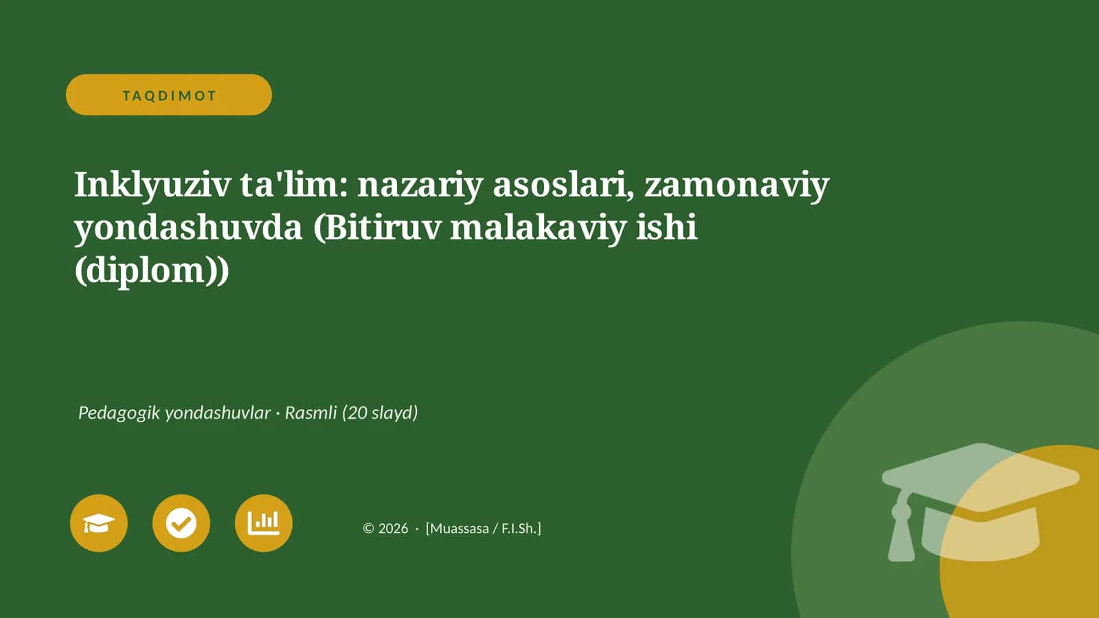 Inklyuziv ta'lim: nazariy asoslari, zamonaviy yondashuvda (Bitiruv malakaviy ishi (diplom))