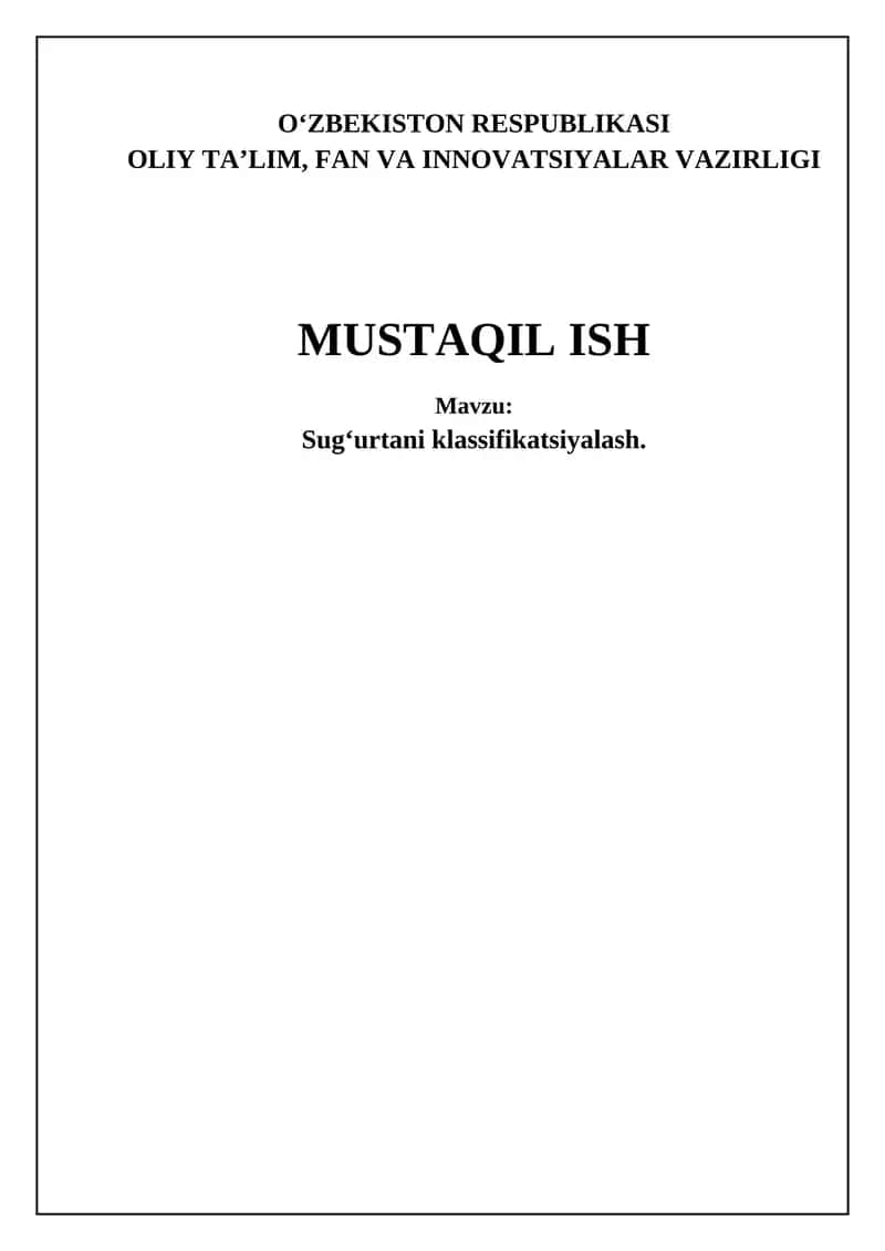 Sug'urta tasnifi