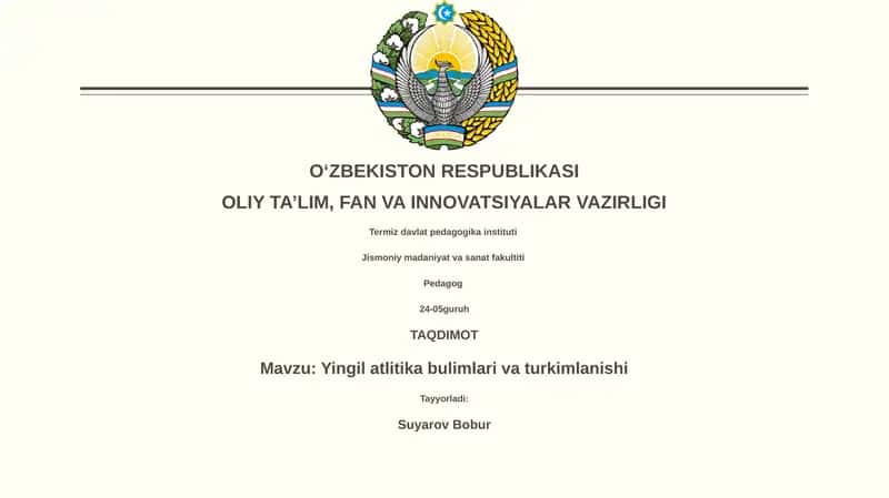 Yengil atletika bulimlari va turkimlanishi