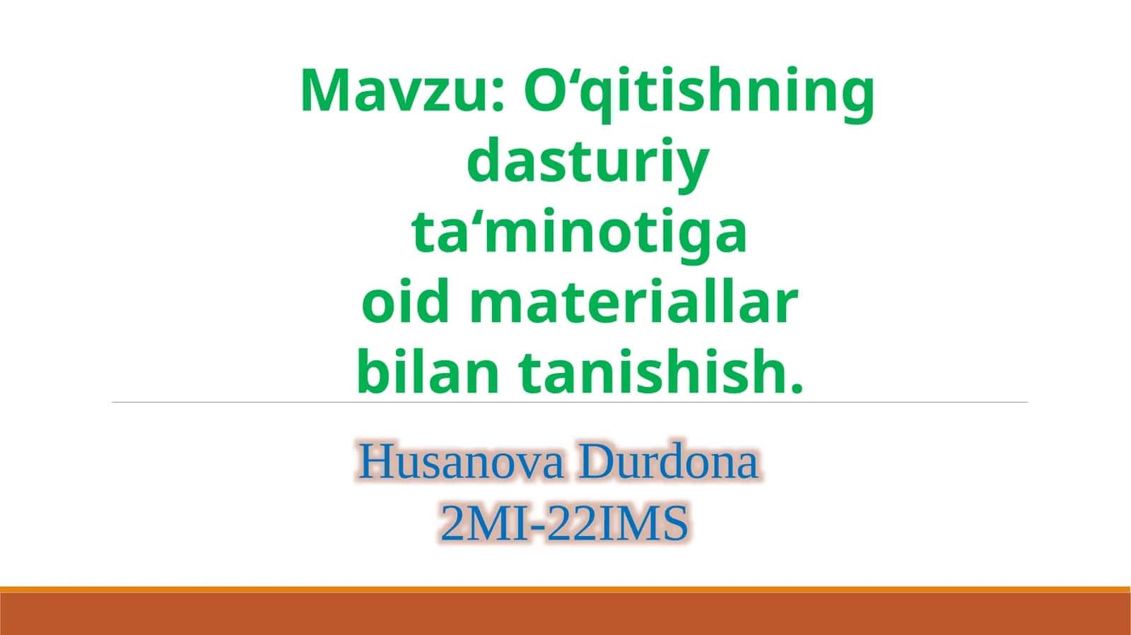 O'qitishning dasturiy ta'minoti