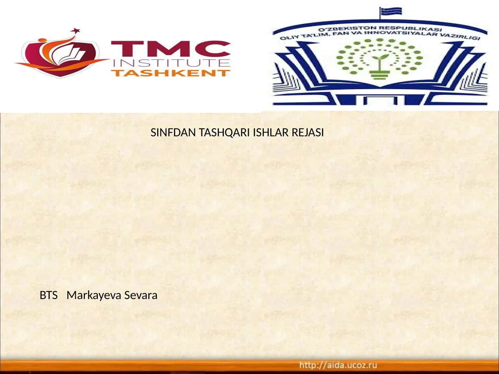 SINFDAN TASHQARI ISHLAR REJASI