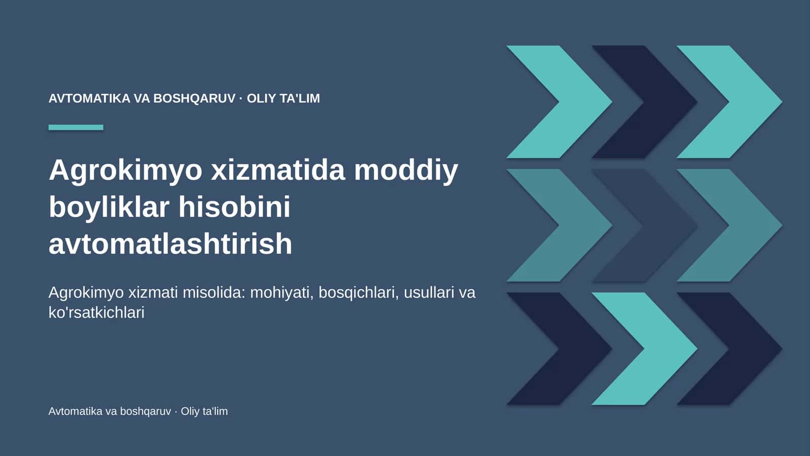 Agrokimyo xizmatida moddiy boyliklar hisobini avtomatlashtirish