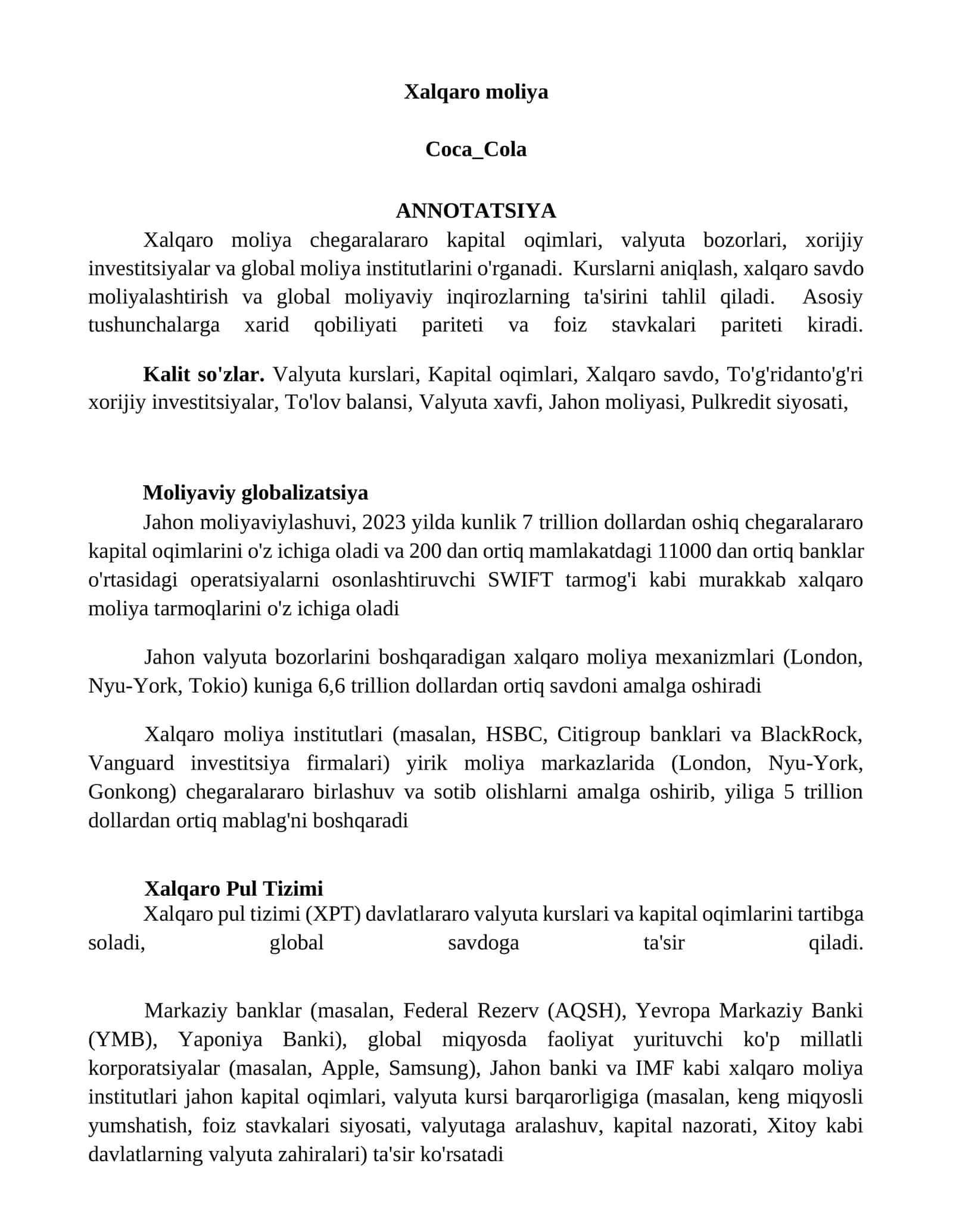 Xalqaro moliya