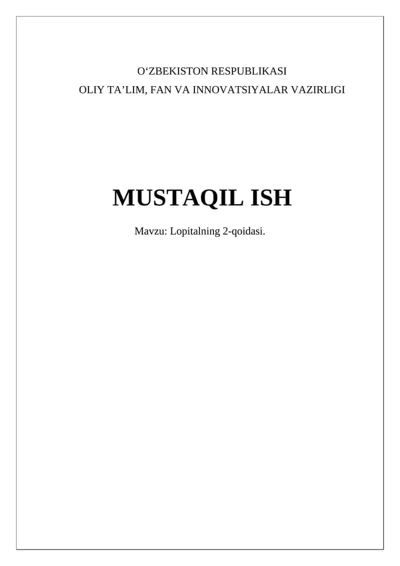 Lopitalning 2-qoidasi