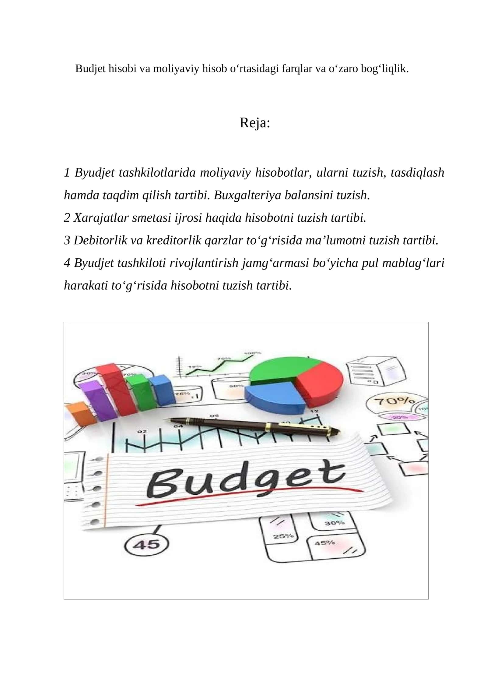 Byudjet tashkilotlarda moliyaviy hisobotlar