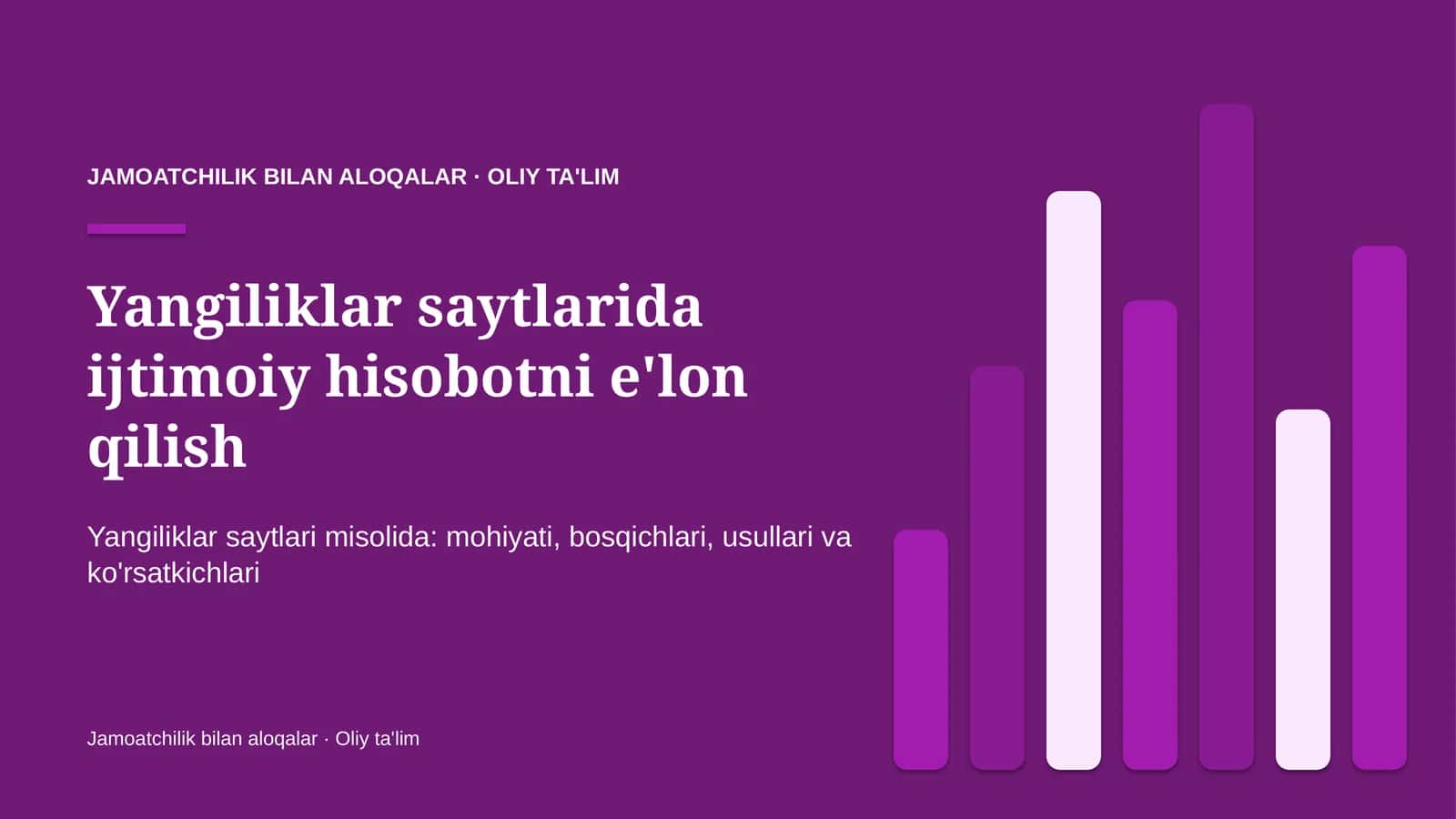 Yangiliklar saytlarida ijtimoiy hisobotni e'lon qilish