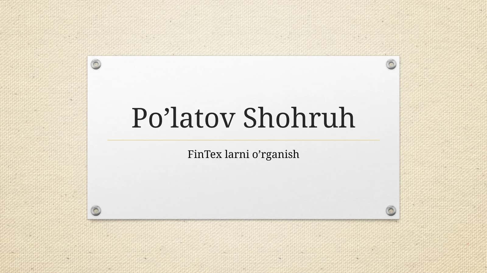 FinTexlarni o'rganish