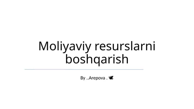 Moliyaviy resurslarni boshqarish