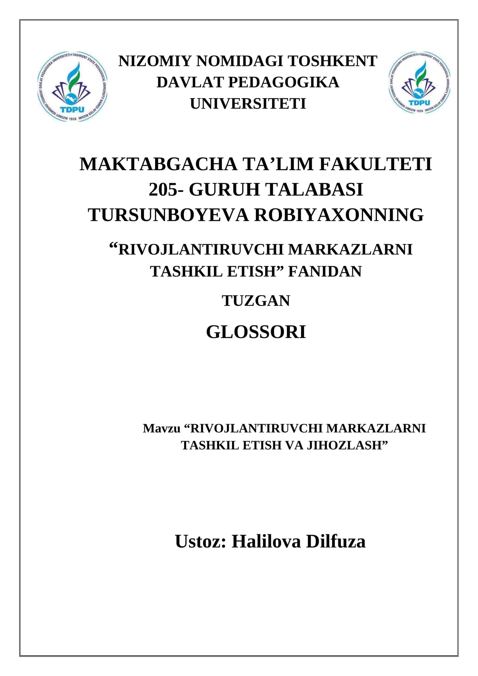 Rivojlantiruvchi markazlar
