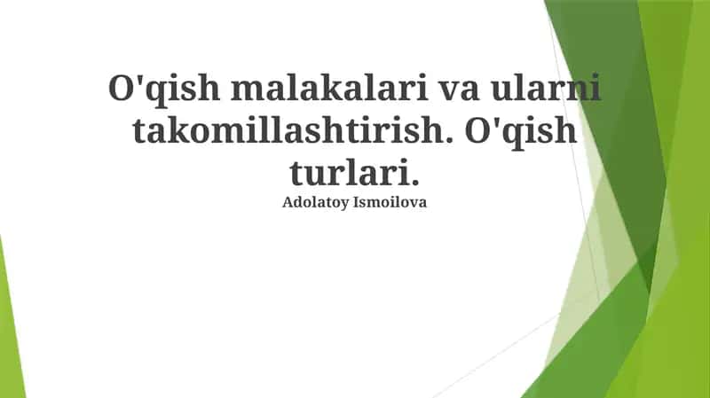 O'qish malakalari