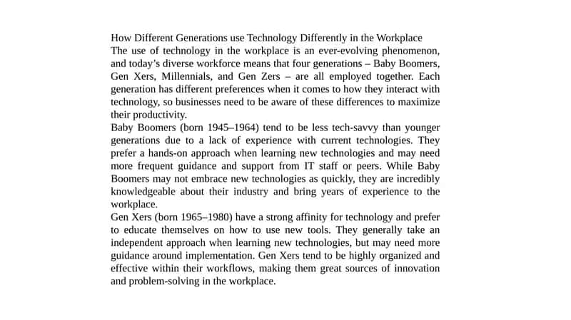 How Different Generations use Technology Differently in the Workplace