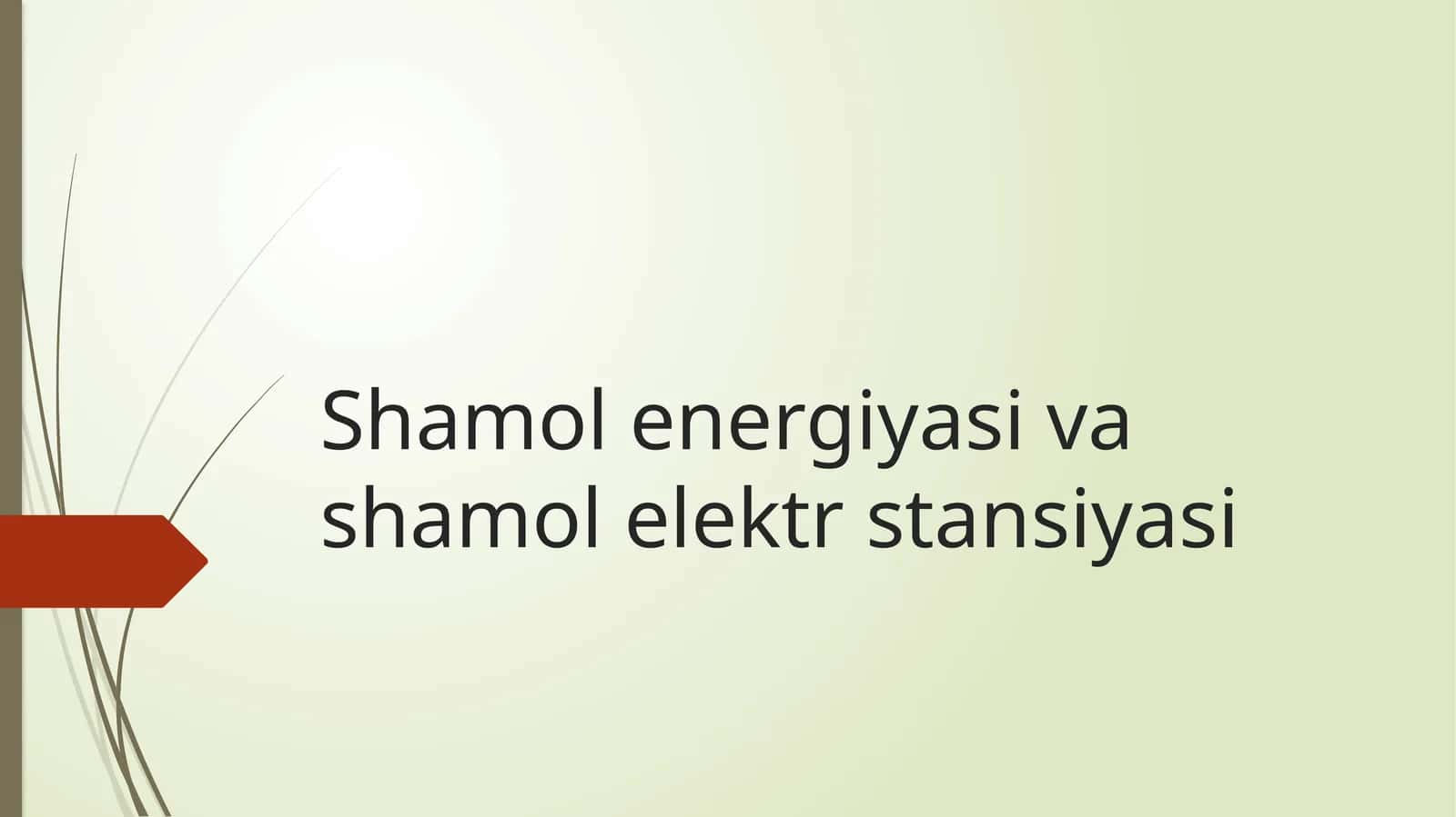Shamol energiyasi va shamol elektr stansiyasi
