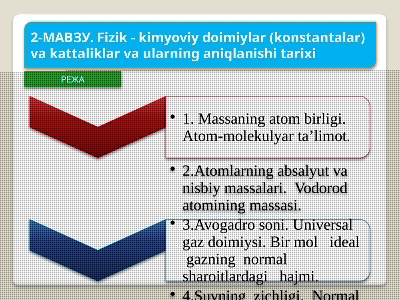 Fizik - kimyoviy doimiylar (konstantalar) va kattaliklar va ularning aniqlanishi tarixi