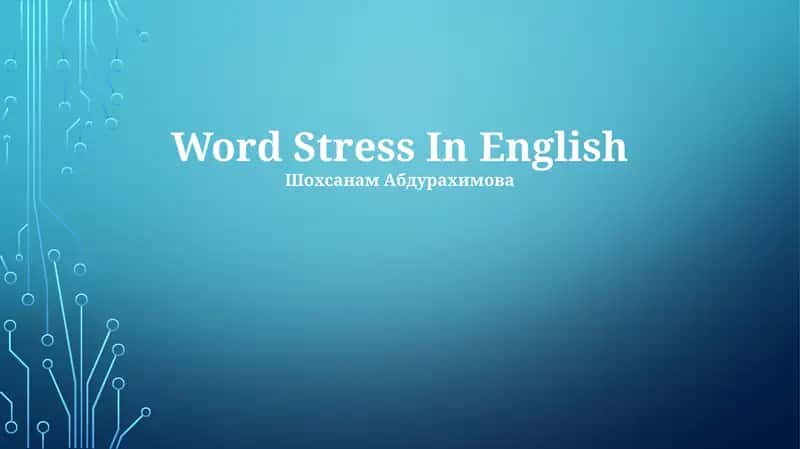 Word Stress In English