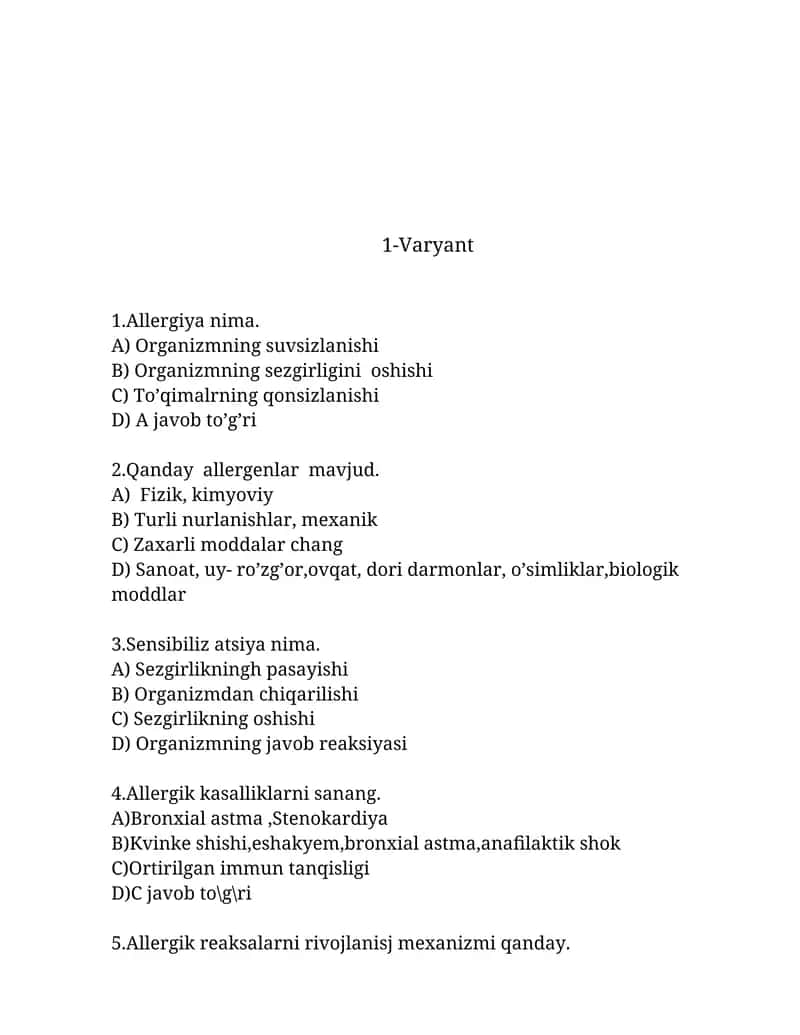Allergiya nima