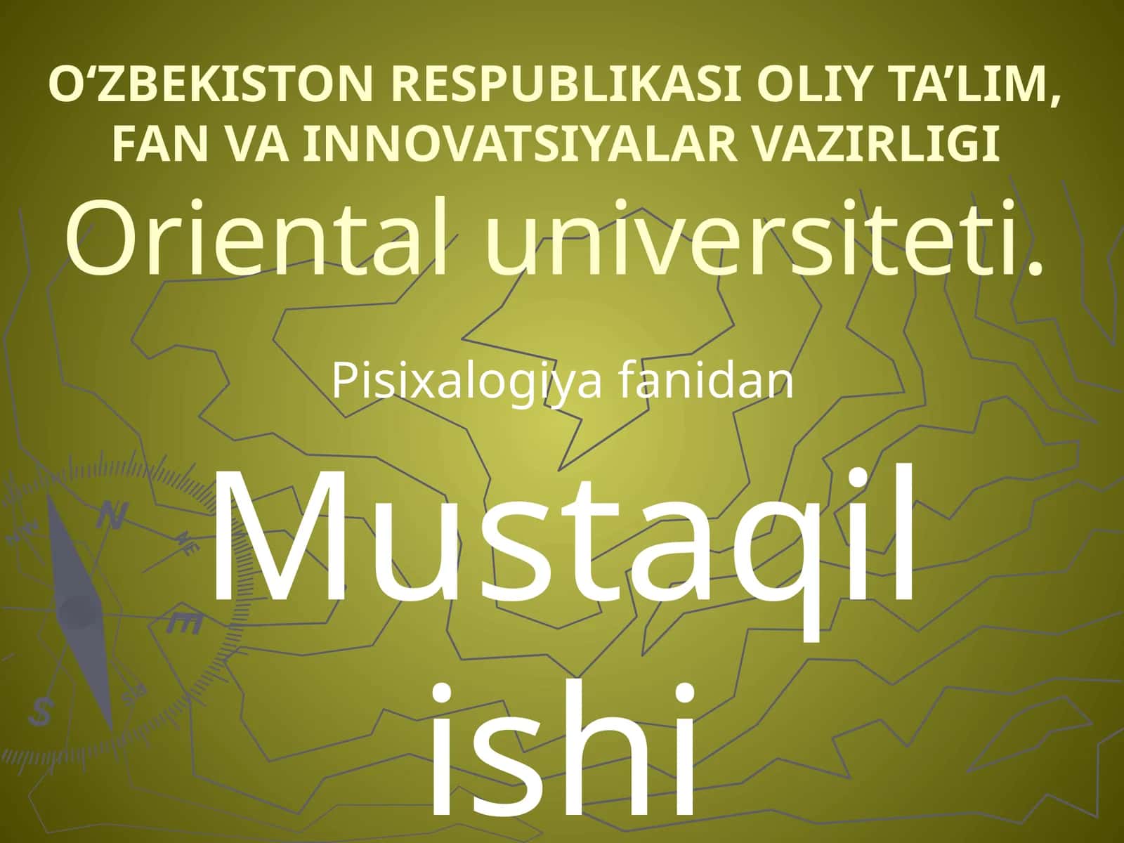 Pisixalogiya fanidan Mustaqil ishi