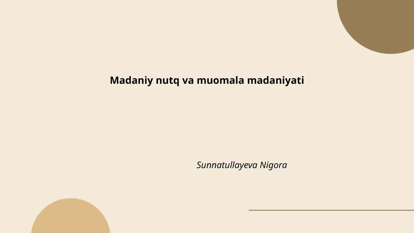 Nutq madaniyati asoslari