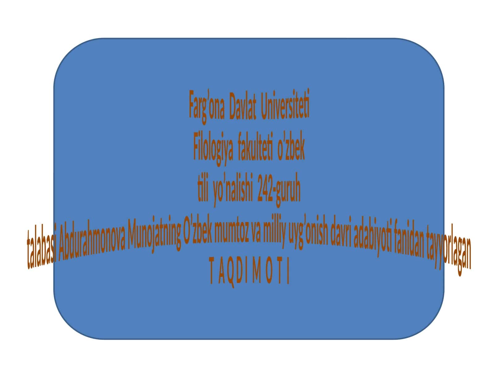 Filologiya fakulteti o'zbek tili yo'nalishi