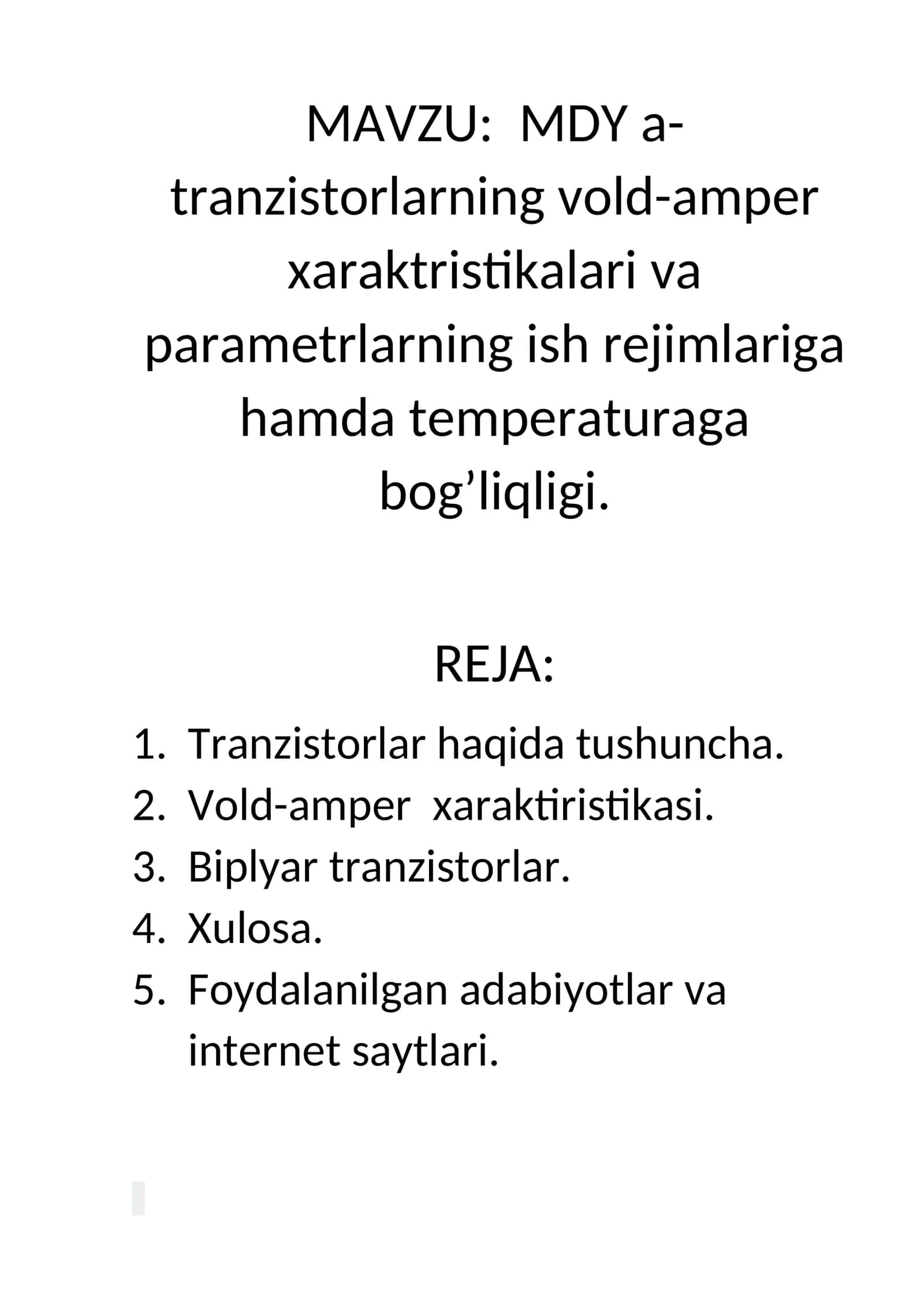 Tranzistorlar tuzilishi