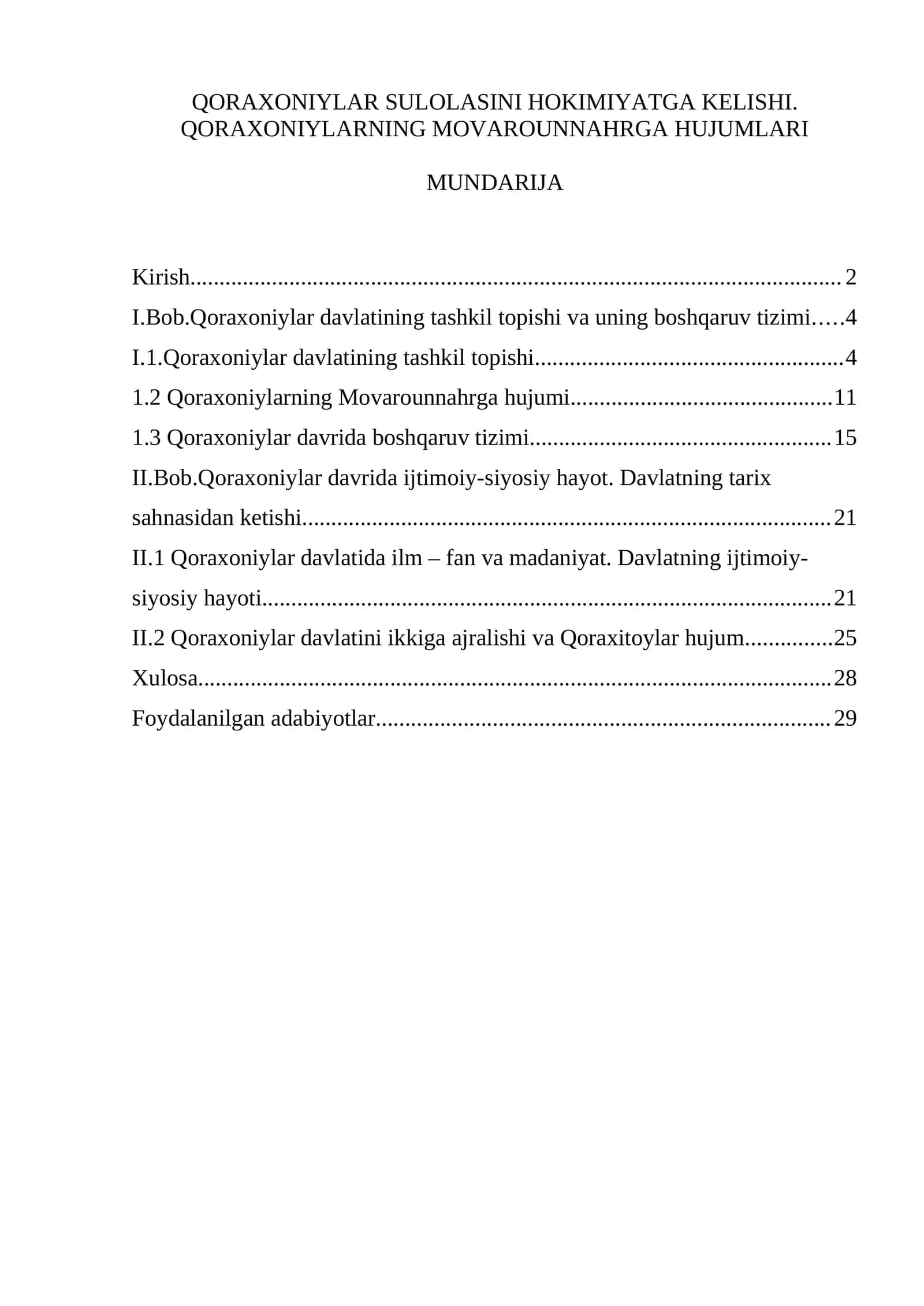 QORAXONIYLAR SULOLASINI HOKIMIYATGA KELISHI. QORAXONIYLARNING MOVAROUNNAHRGA HUJUMLARI