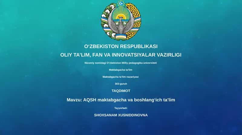 AQSH maktabgacha va boshlangʻich taʼlim