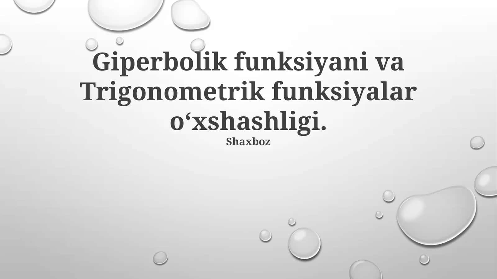 Giperbolik funksiyani va Trigonometrik funksiyalar oʻxshashligi