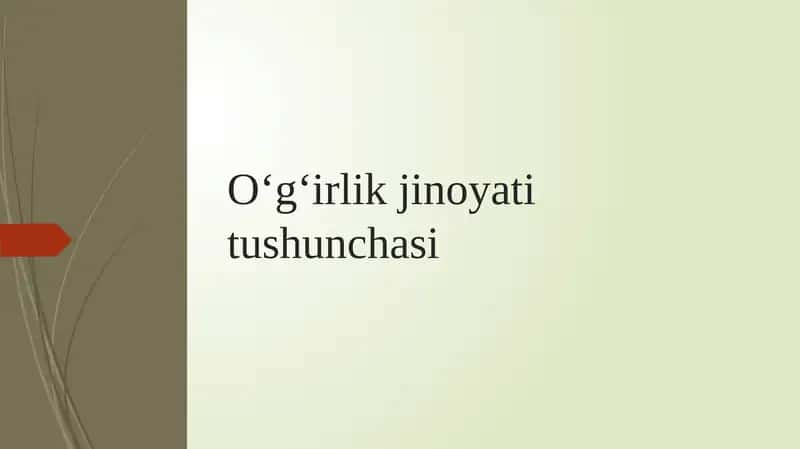 O‘g‘irlik jinoyati tushunchasi