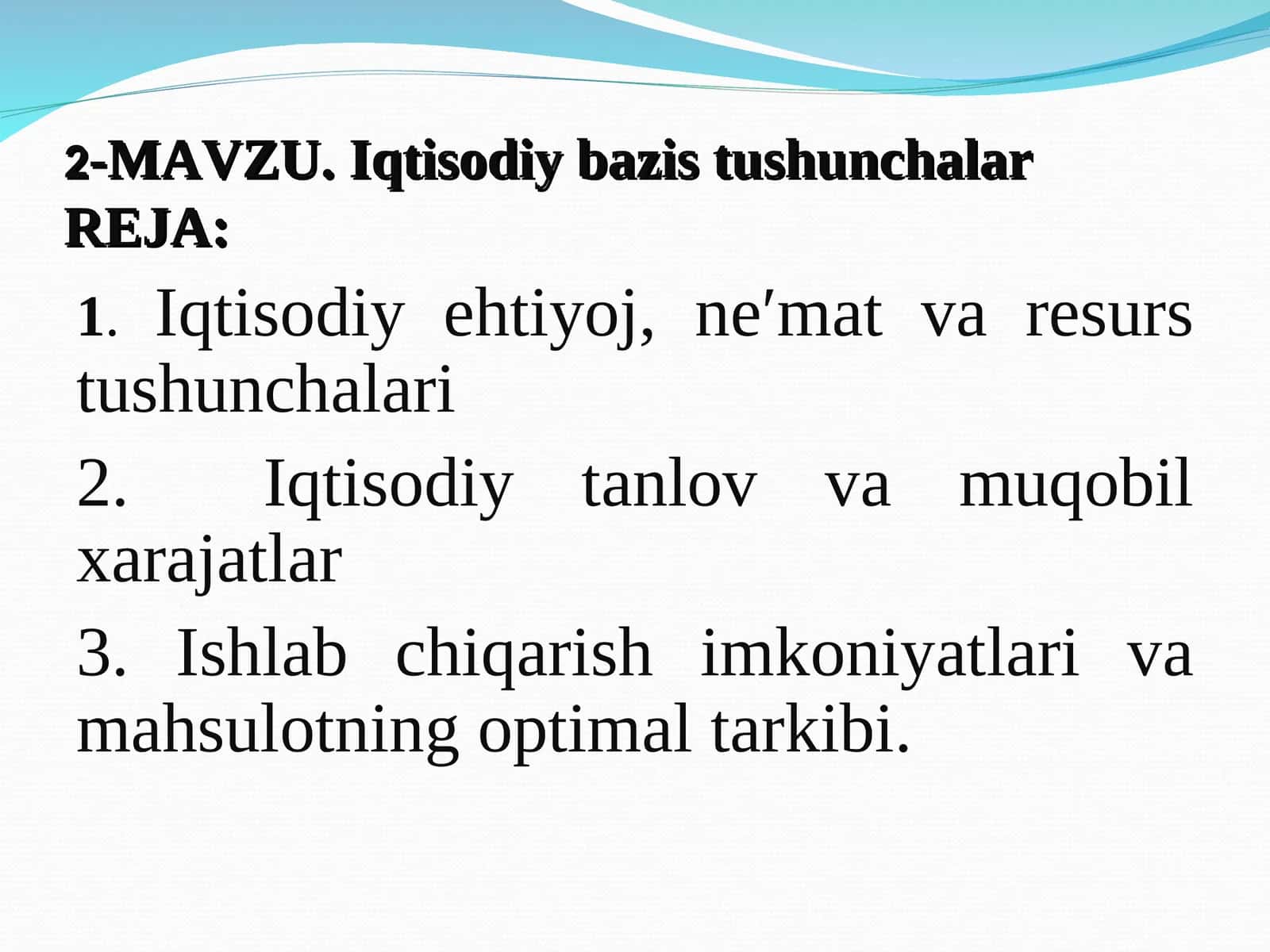 Iqtisodiy bazis tushunchalar