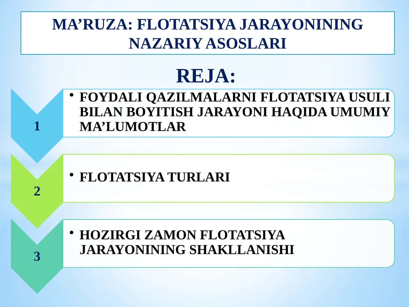 Flotatsiya Jarayonining Nazariy Asoslari