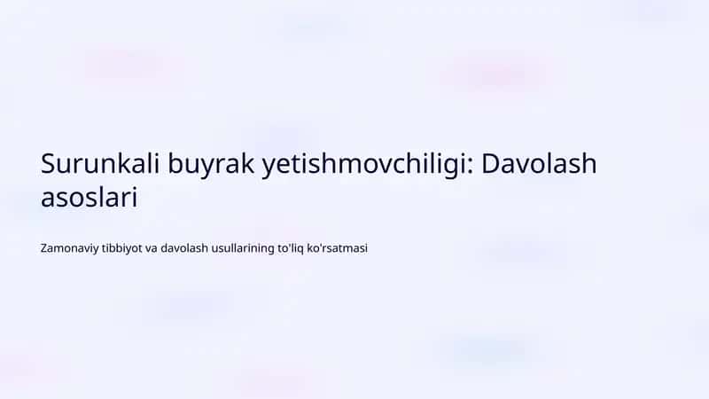 Surunkali buyrak yetishmovchiligi: Davolash asoslari