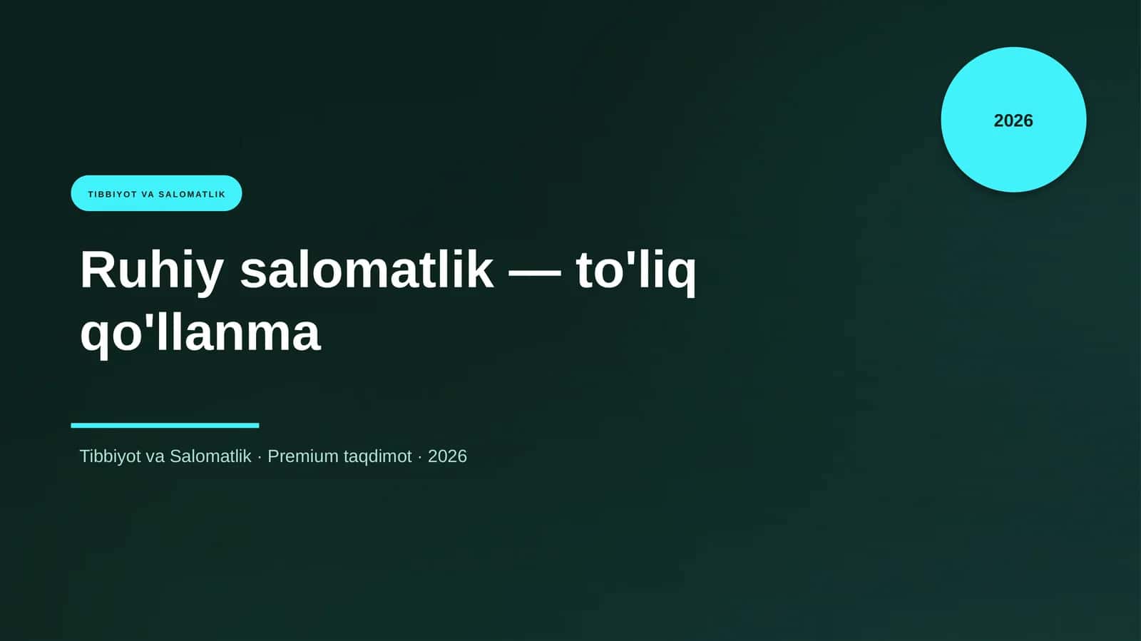 Ruhiy salomatlik — to'liq qo'llanma