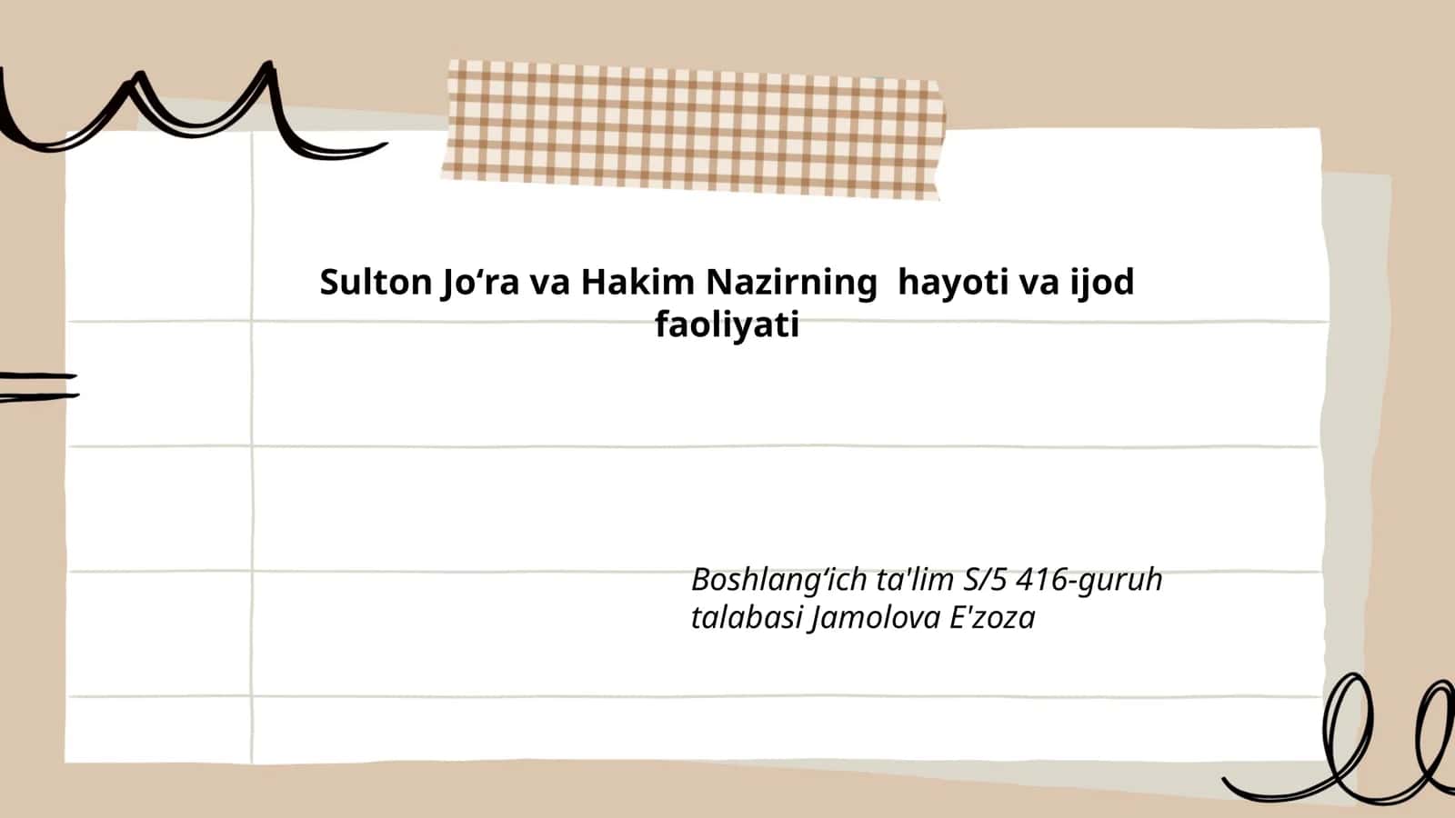 Sulton Joʻra va Hakim Nazirning hayoti va ijod faoliyati