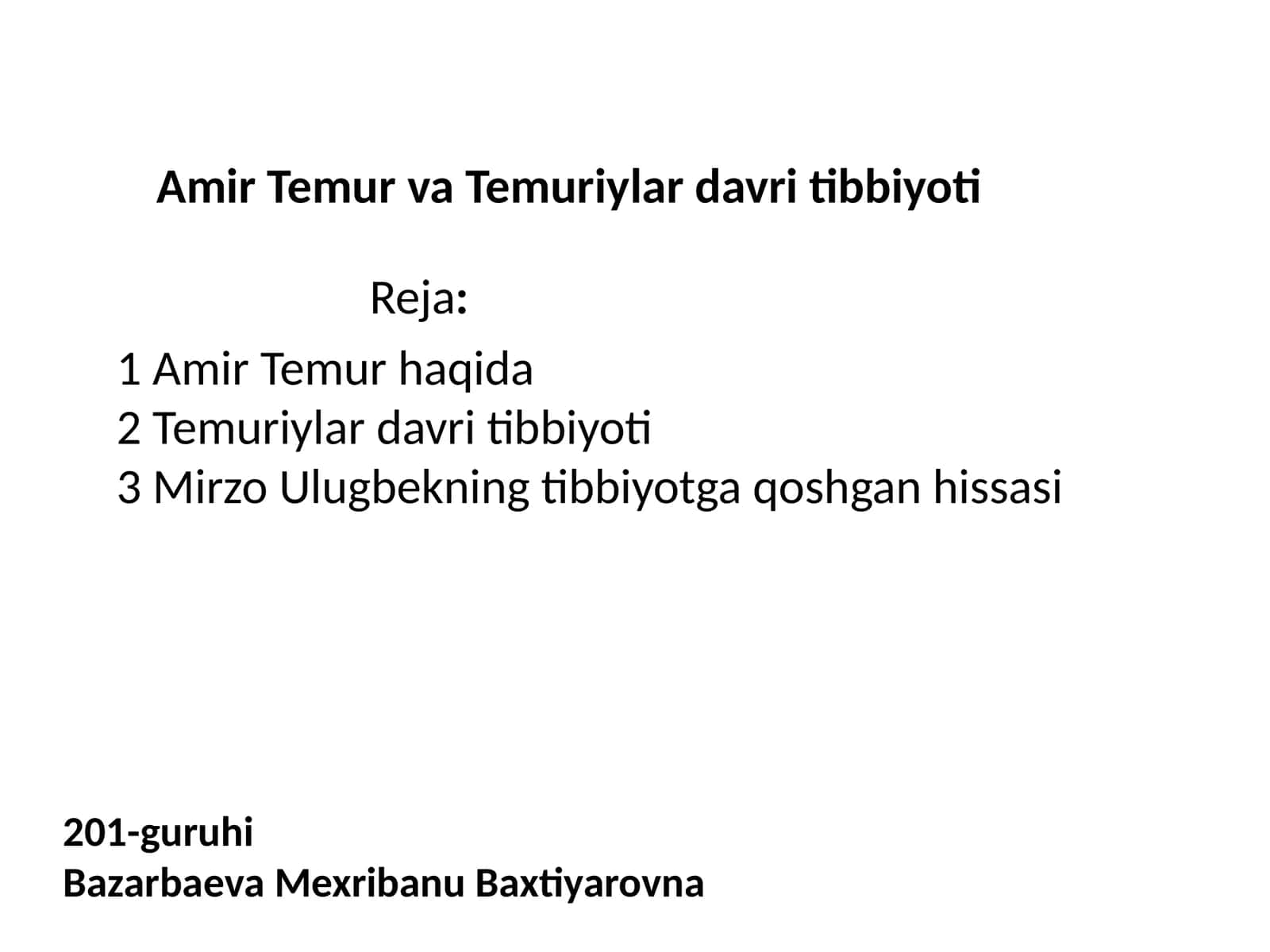 AmirTemur va Temuriylardavri tibbiyoti