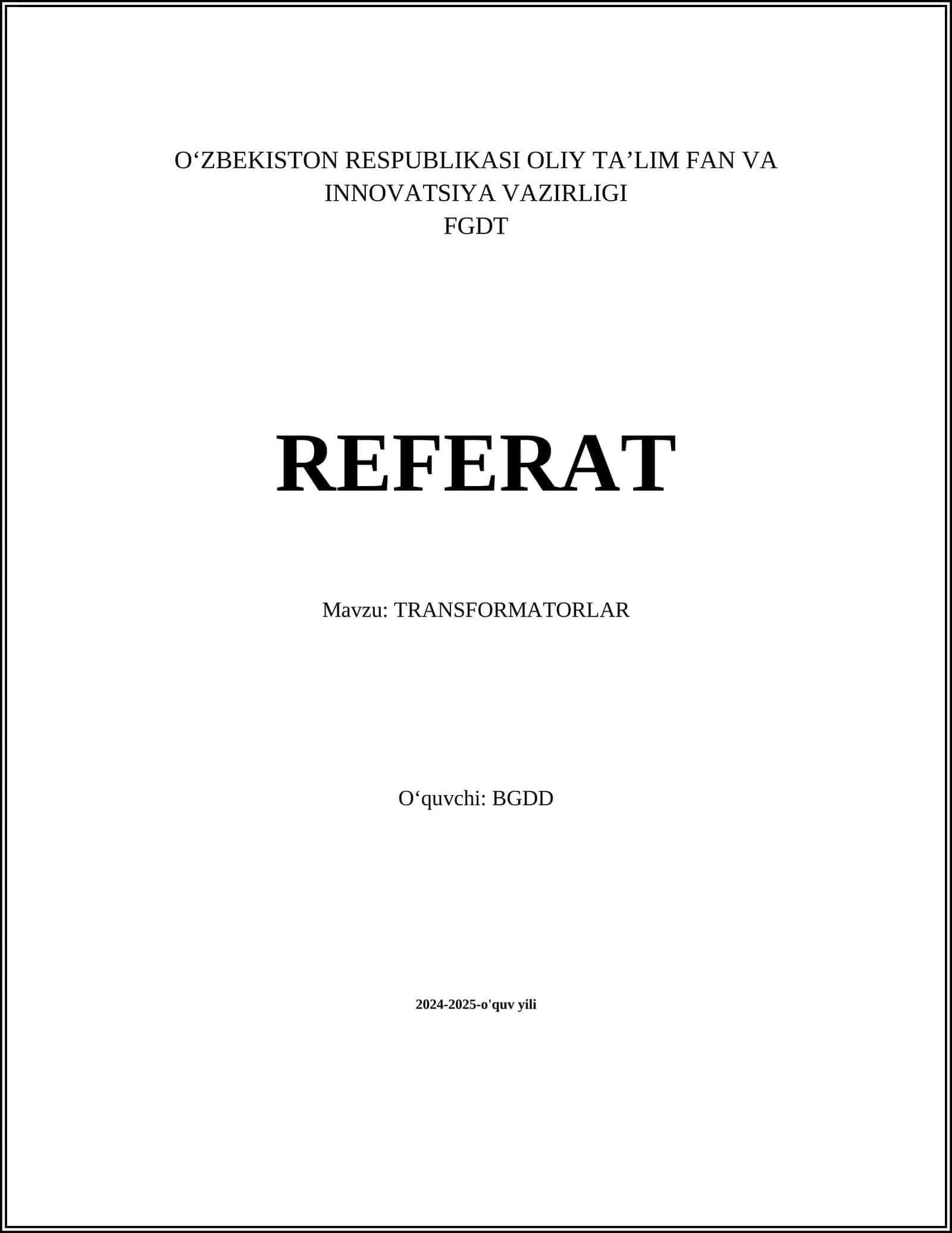 TRANSFORMATORLAR