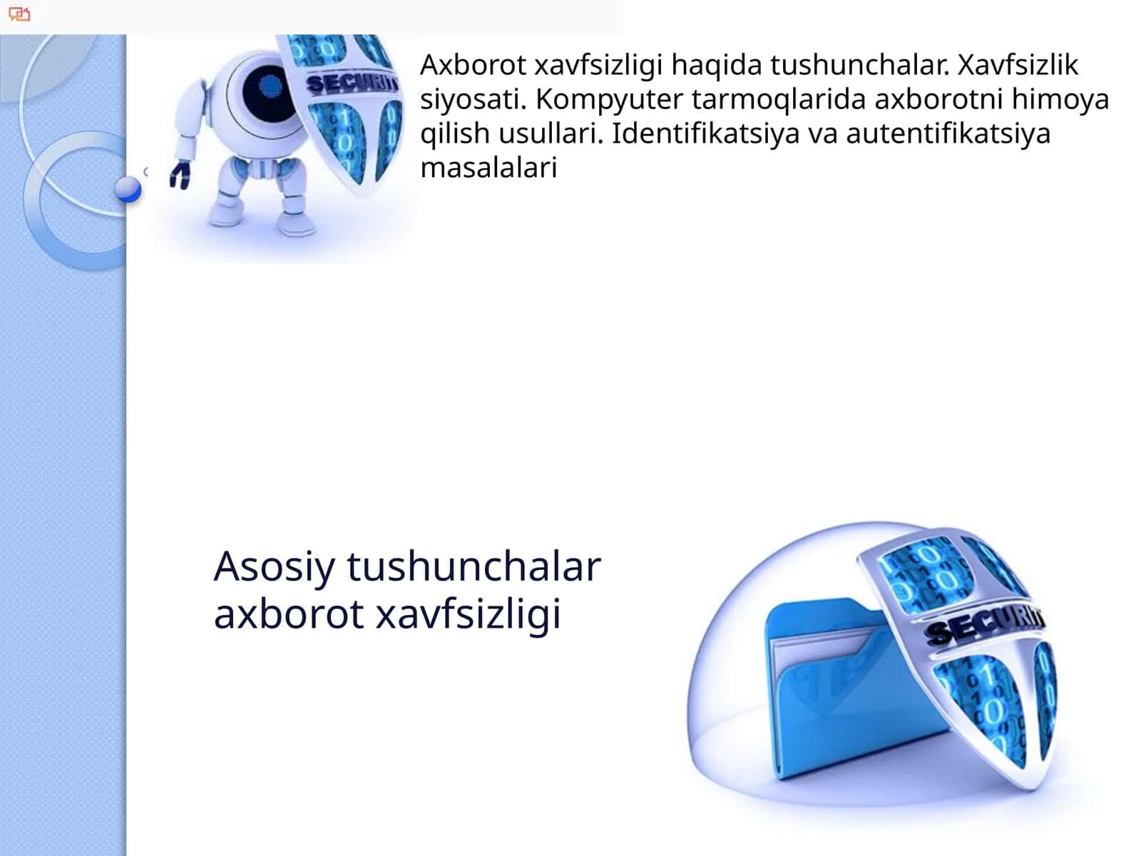 Asosiy tushunchalar axborot xavfsizligi