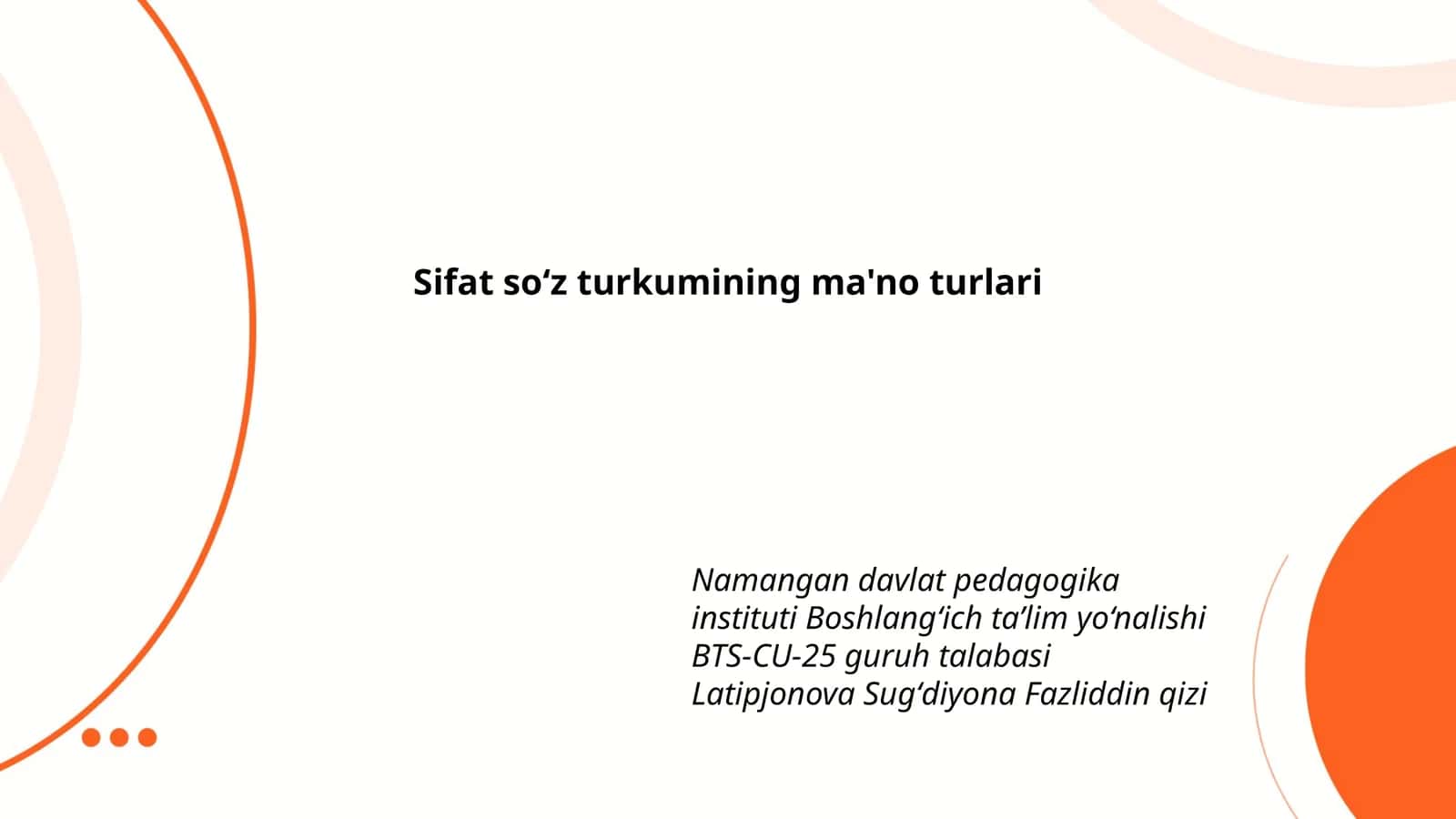 Sifat soʻz turkumining ma'no turlari