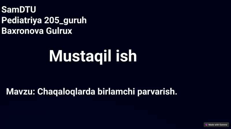 Chaqaloqlarda birlamchi parvarish