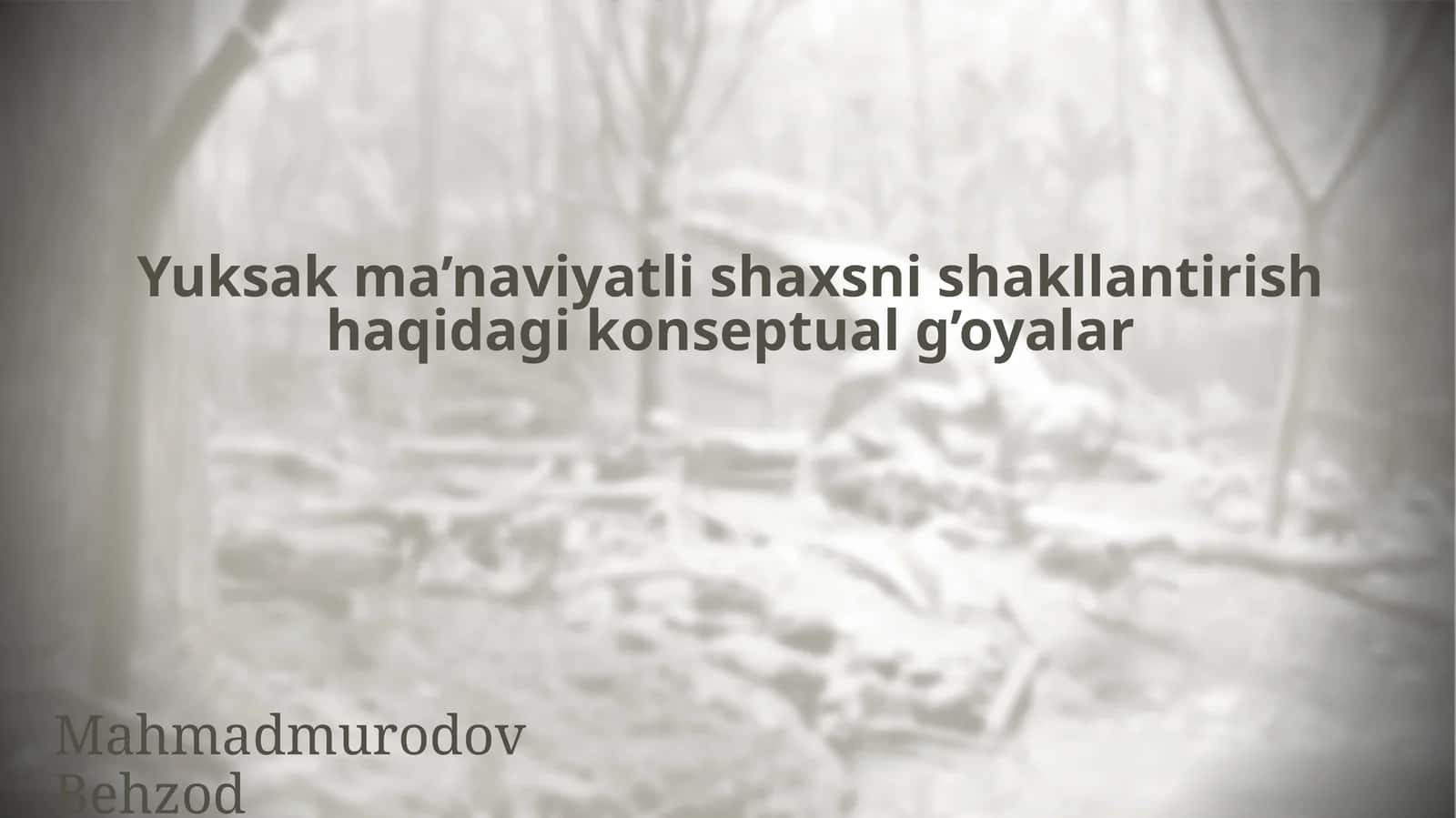 Yuksak ma’naviyatli shaxsni shakllantirish haqidagi konseptual g’oyalar