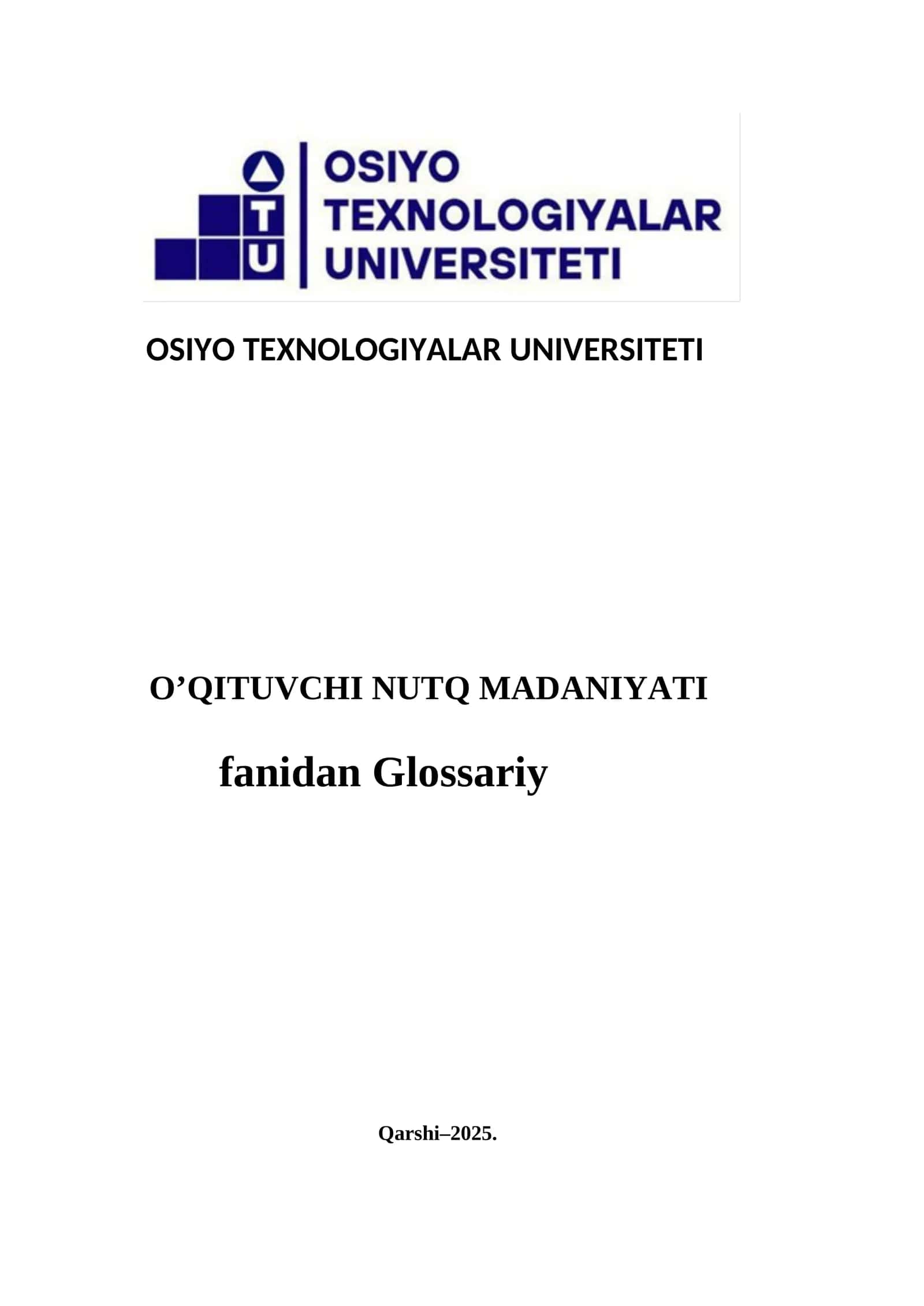 Nutq Madaniyati Glossariy