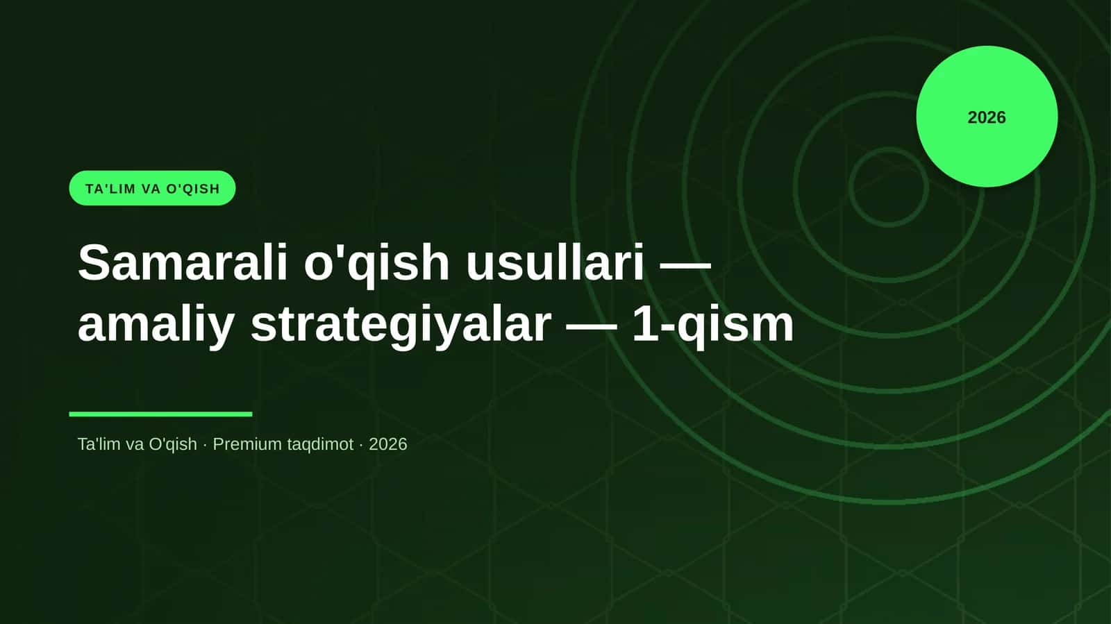Samarali o'qish usullari — amaliy strategiyalar — 1-qism
