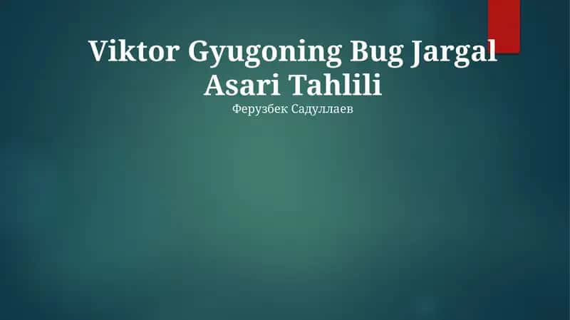 Viktor Gyugoning Bug Jargal Asari Tahlili