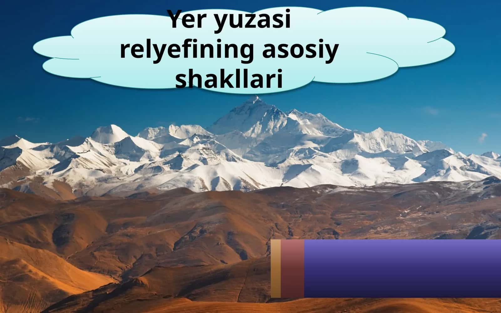 5-sinf Geografiya fanidan Yer yuzi relyefining asosiy shakllari dars taqdimoti