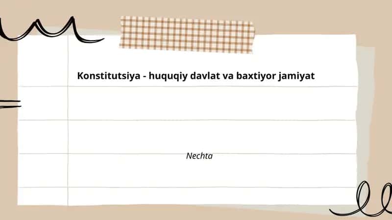 Konstitutsiya - huquqiy davlat va baxtiyor jamiyat